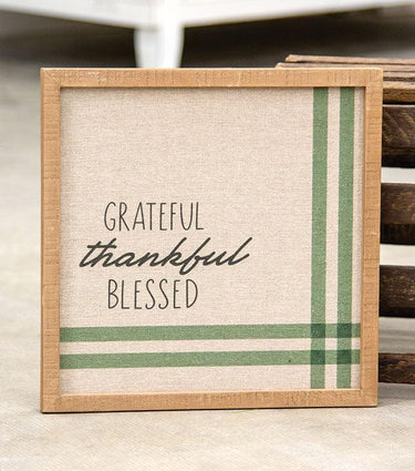 Grateful Thankful Blessed Feed Sack Frame - The Fox Decor